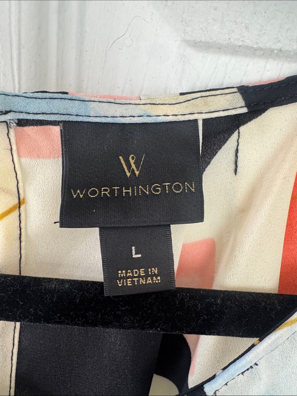 Worthington Abstract Sleeveless Camisole - Cream, Black, Pink & Blue - Picture 2 of 5